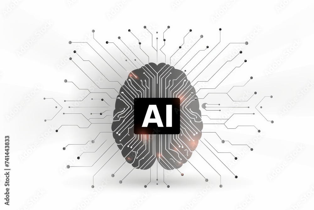 Poster ai brain chip visionary. artificial intelligence file storage mind neurological disorders community 