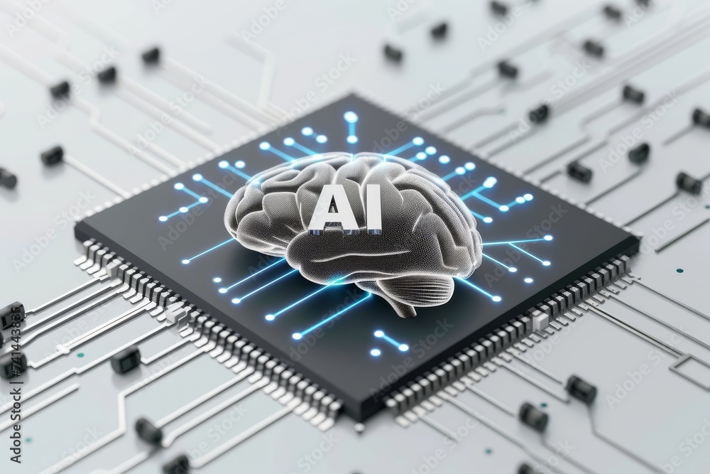 Poster ai brain chip emotional intelligence. artificial intelligence it budgeting mind inhibitory synapses 