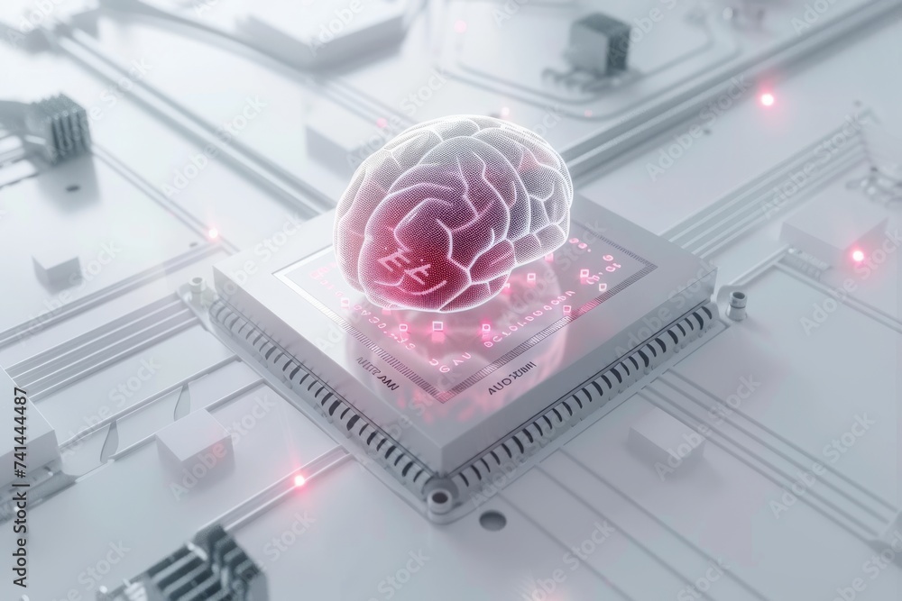 Poster ai brain chip ethics in ai. artificial intelligence robotics mind semiconductor manufacturing axon. 