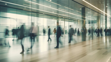 Business workplace with people walking