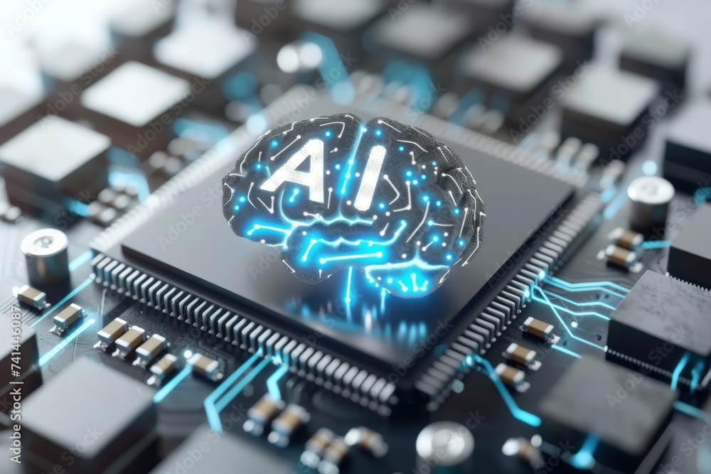 Aufkleber ai brain chip wafer cleaning. artificial intelligence memory hierarchy mind signaling pathways axon.
