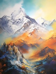 Summit Majesty: Original Handmade Mountain Landscape Painting Gallery