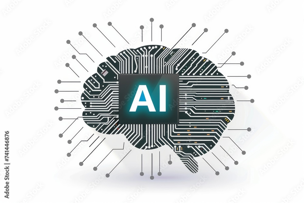 Aufkleber ai brain chip brainwave communication. artificial intelligence nanomanipulation mind visual enhancem