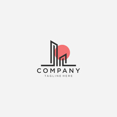 Minimalist Letter L with building logo concept vector design