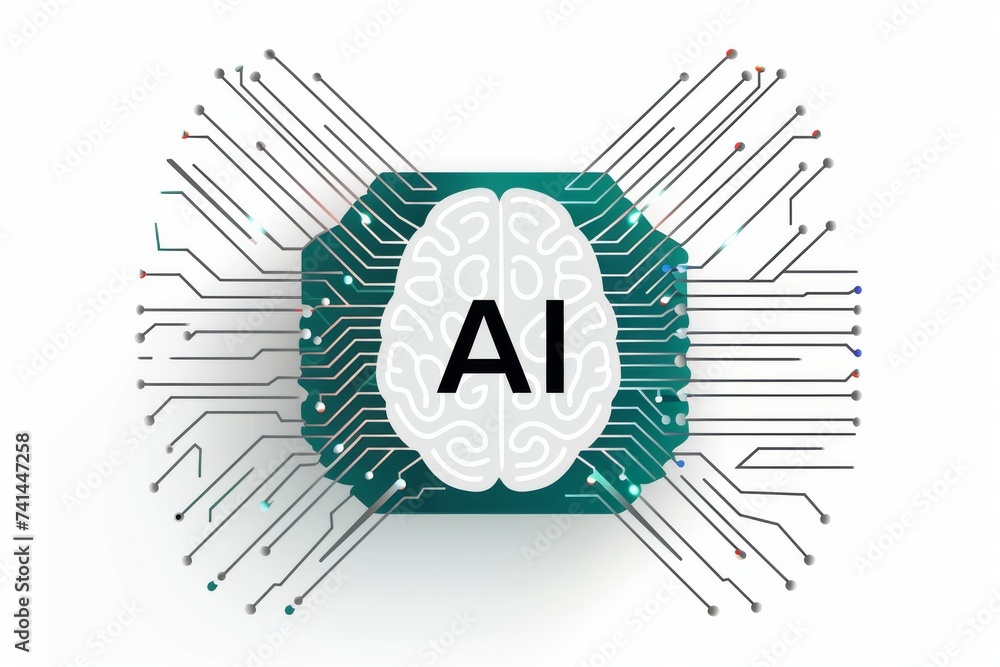 Aufkleber ai brain chip nanocomputing. artificial intelligence visual impact mind persistence axon. semiconduc