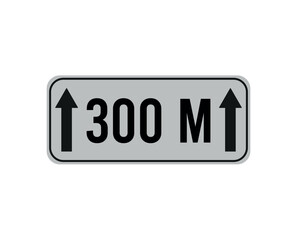 300 meters distance. Vector sign with distance in meters. Footage numeral isolated on white background