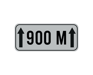 900 meters distance. Vector sign with distance in meters. Footage numeral isolated on white background