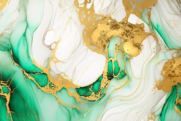 Marmorstruktur in grün, gold, weiß als Hintergrund oder Textur	
