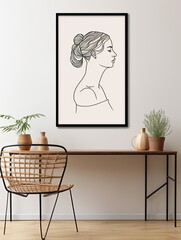 Farmhouse Decor Vintage Art Print - Minimalist Line Art Portrait Profile Series