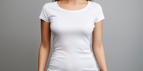 Blank Women's White T-Shirt Mock-up on lite hanger.