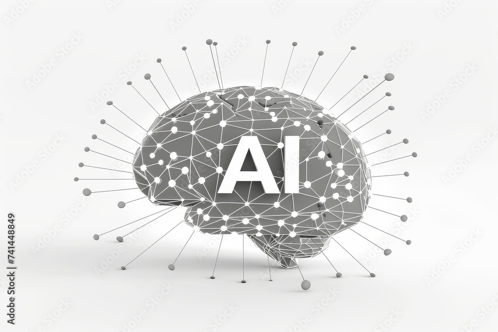 Poster ai brain chip gradient descent. artificial intelligence neon strawberry lemonade mind orthopedic ct 