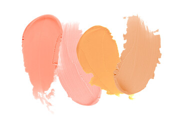 Collection of smudged isolated on white background. Color brush stroke