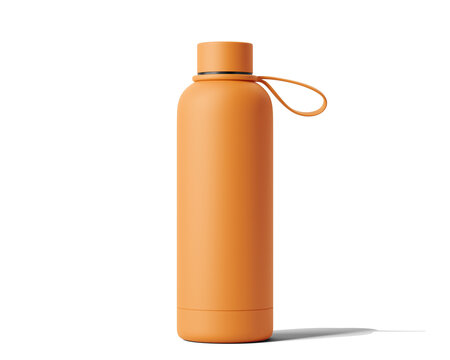 Blank Empty Sport Hydro Flask Water Bottle Packaging, Portable Bottle Isolated On Transparent Background, Prepared For Mockup, 3D Render.