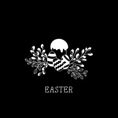 Vector illustration on Easter theme. Outline drawing. Postcard.