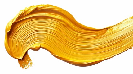 Vibrant yellow paint stroke isolated on clean white background for design projects
