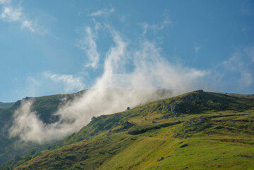 Fototapeta na wymiar Various images from the Black Sea plateaus mountain peaks plateau houses clouds streams waterfalls lakes day and sunset colors