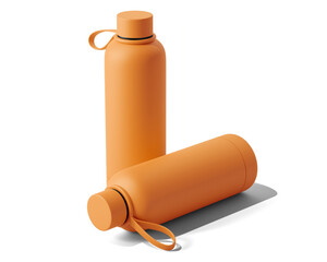 Blank Empty Sport Hydro Flask Water Bottle Packaging, Portable Bottle Isolated On Transparent Background, Prepared For Mockup, 3D Render.