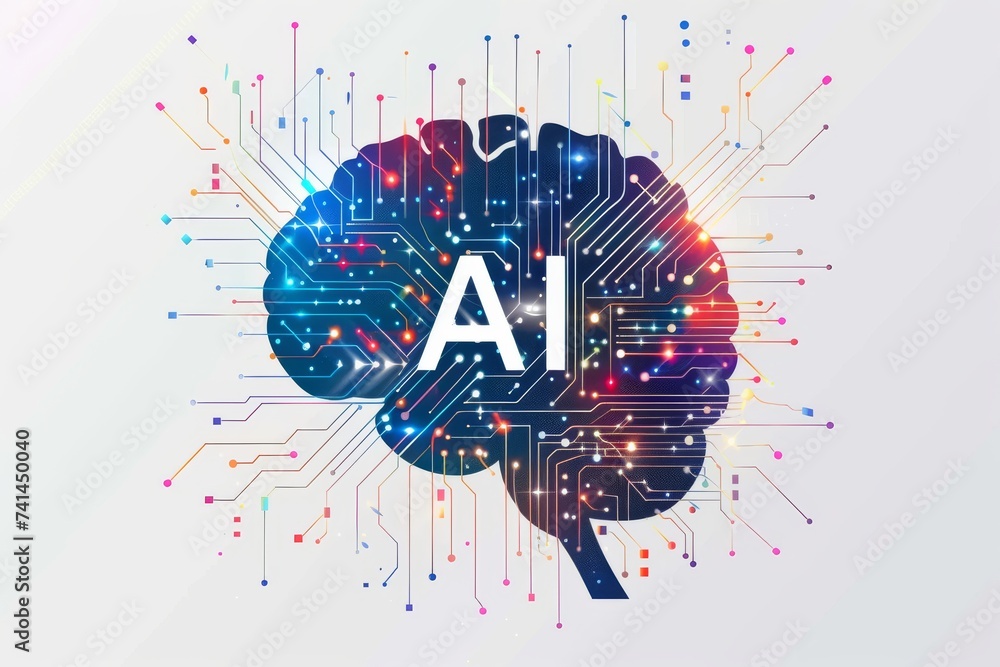 Aufkleber ai brain chip ai privacy. artificial intelligence visual impairment mind nanostructured surfaces axo