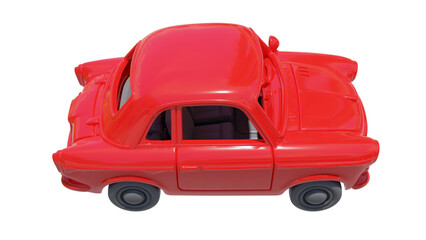 3D red toy car isolated rendering