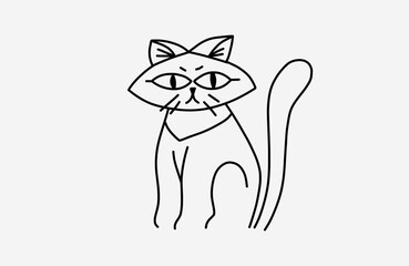 Hand drawn doodle cat vector image