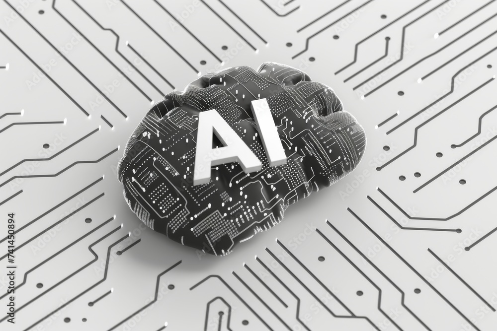Poster ai brain chip self supervised learning. artificial intelligence test wafer mind neural synchronizati