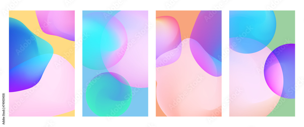 Aufkleber trendy cover set with vivid gradient shapes. background vector template collection a4