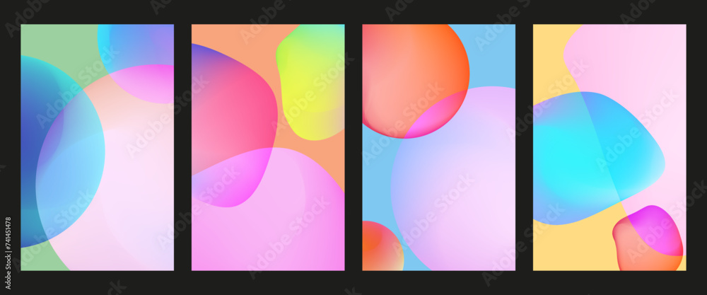 Poster trendy cover set with vivid gradient shapes. background vector template collection a4