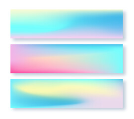 Creative banners or horizontal posters collection. Fluid gradient background