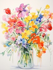 Printed Florals: Vibrant Watercolor Cottage Farmhouse Art