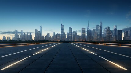 Fototapeta premium Generative AI: Empty Asphalt Road with City Sky - Illustration