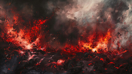 Charcoal burn red fire