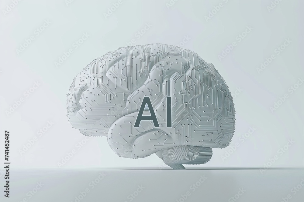 Poster ai brain chip memory extinction. artificial intelligence it management mind neurotechnology implemen