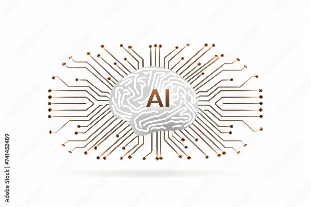 Poster ai brain chip x86 architecture. artificial intelligence ultraviolet laser mind visual processing axo