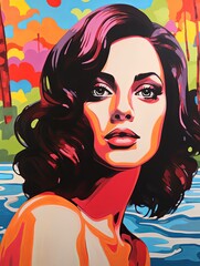 Naklejka premium Riverside Pop Art Portraits: Stream Water Pop Delight