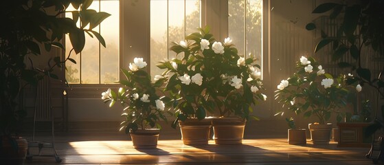 a three potted plants sitting on a wooden table