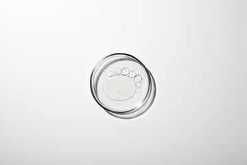 Petri dish with liquid, oil, gel, water, molecules, viruses. On a white background. - 741453283