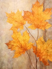 Naklejka na ściany i meble Golden Hour Autumn Glow: Richly Textured Mountain Landscape Paintings