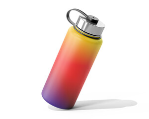 Blank Empty Aluminum sport water bottle Packaging Isolated On Transparent Background, Prepared For Mockup, 3D Render.