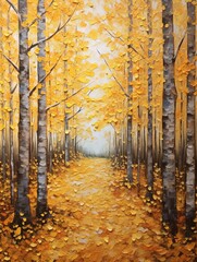 Richly Textured Autumn Leaves Pathway - Vibrant Forest Wall Art