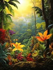 Lush Autumn Leaves: Rainforest Oasis - Vibrant Ocean Wall Art Collection