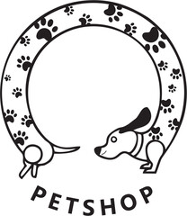 black and white dog Circle