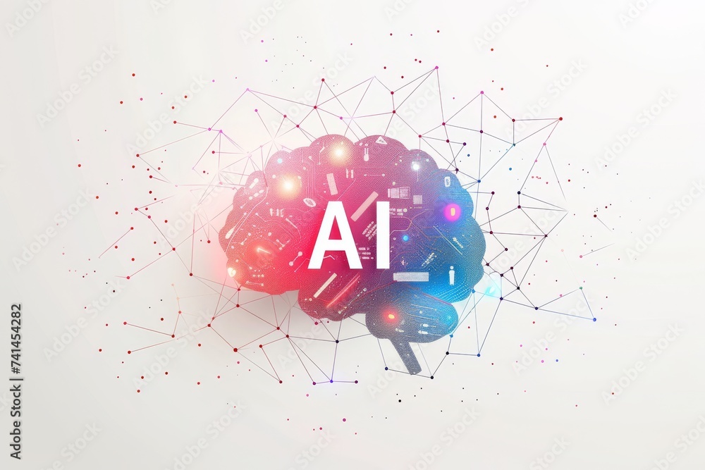 Poster ai brain chip magnetic resonance imaging. artificial intelligence resting potential mind axon regene