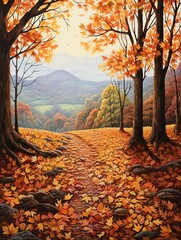 Autumn Hill's Bold Brushstrokes: Textured Leaves & Rolling Countryside Art