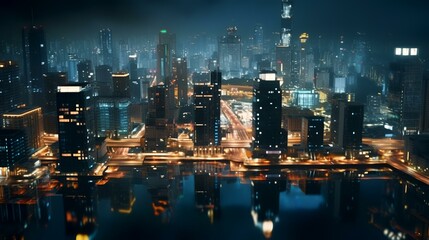 Fototapeta na wymiar Aerial View of City Lights at Night