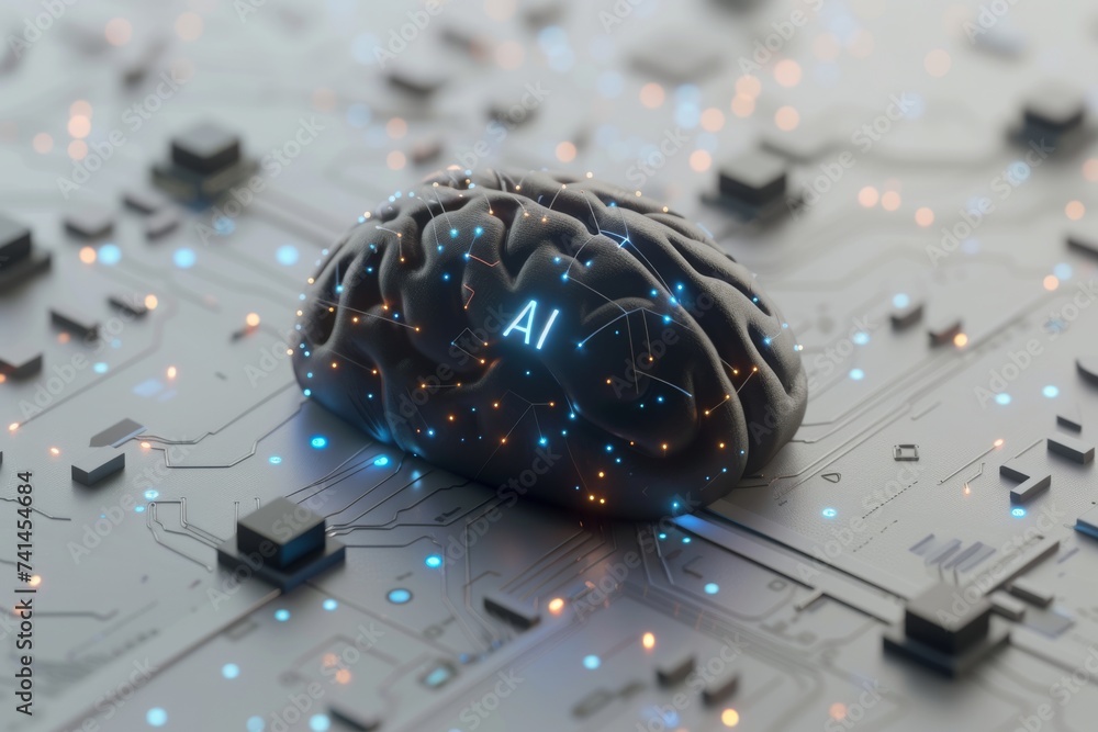 Poster ai brain chip ai fairness. artificial intelligence case mind internet infrastructure axon. semicondu