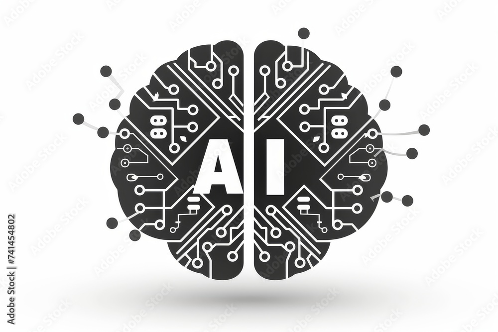 Poster ai brain chip ml. artificial intelligence neurological risk factors mind visual style axon. semicond