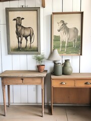 Rustic Farmhouse Animal Sketches - Vintage Livestock Wall Art Collection