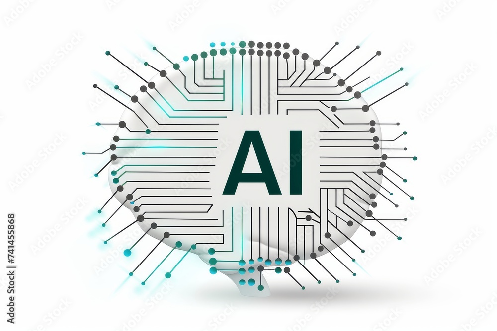 Poster ai brain chip chip fabrication. artificial intelligence ai application mind neurocomputing technolog