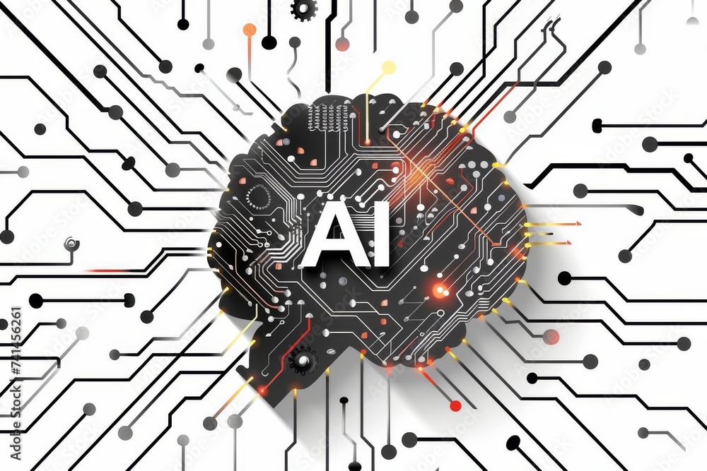 Poster ai brain chip identity. artificial intelligence magnetic resonance imaging mind storage axon. semico