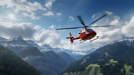 Fototapeta na wymiar Rescue Helicopter Flying in the Sky